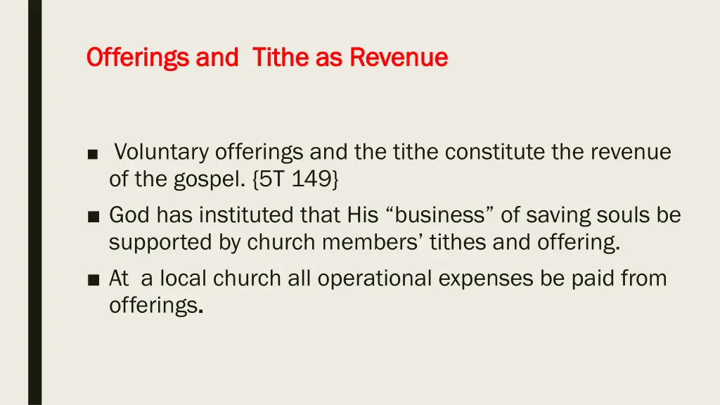 offerings and tithe as revenue offerings