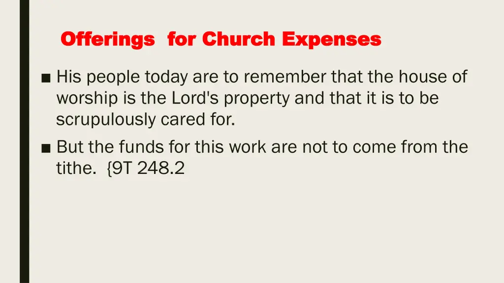 offerings for church expenses offerings