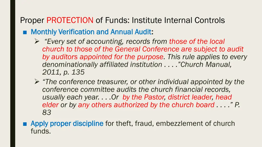 proper protection of funds institute internal 1