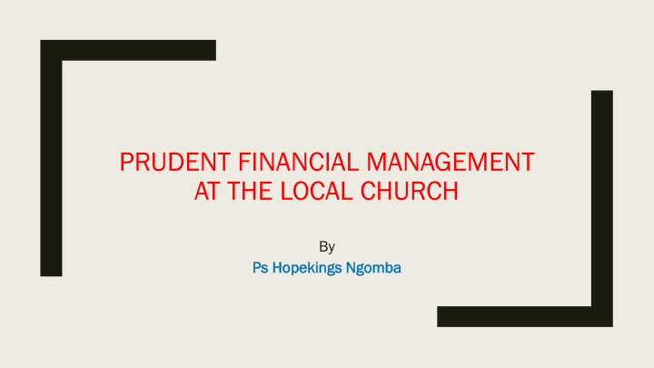 prudent financial management at the local church