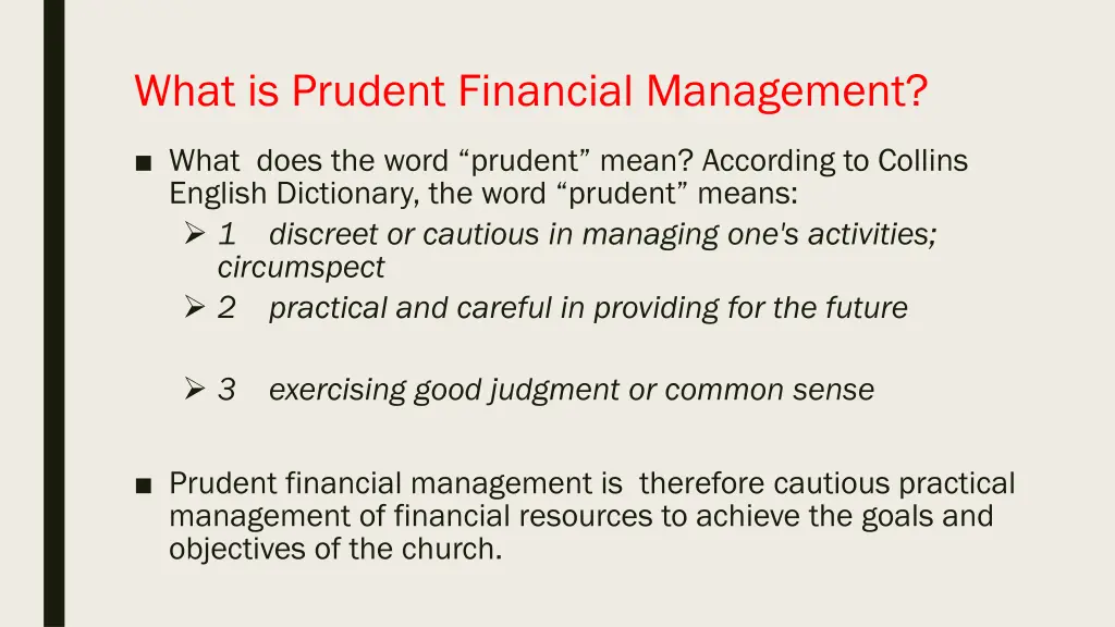 what is prudent financial management