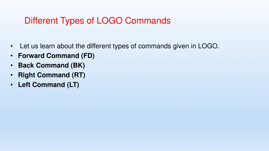 different types of logo commands