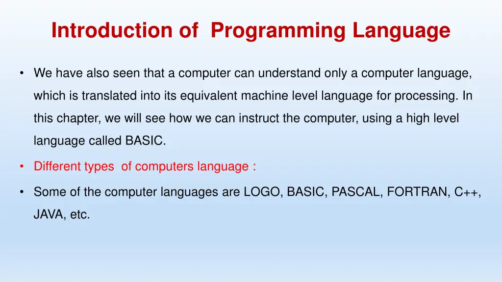 introduction of programming language 2