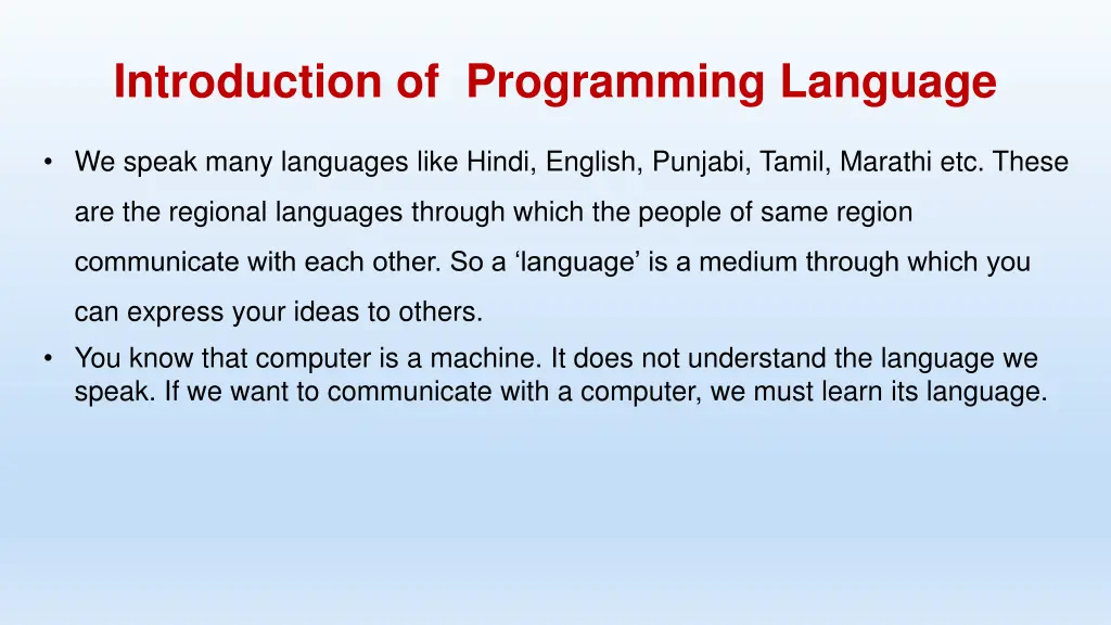 introduction of programming language