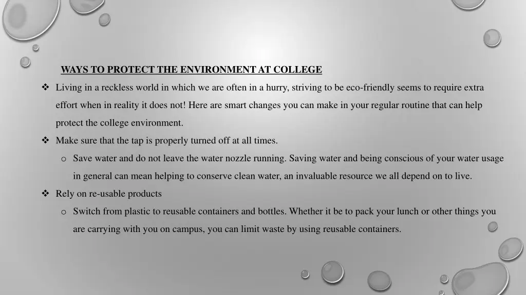 ways to protect the environment at college