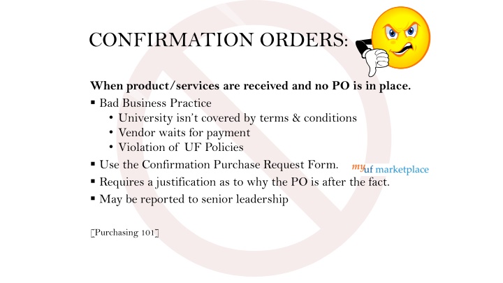 confirmation orders