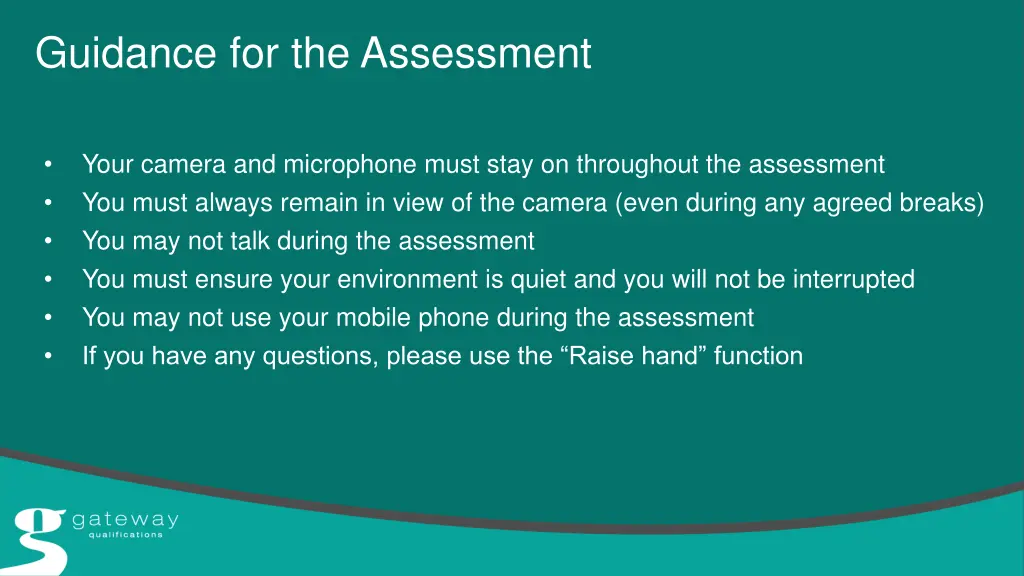 guidance for the assessment