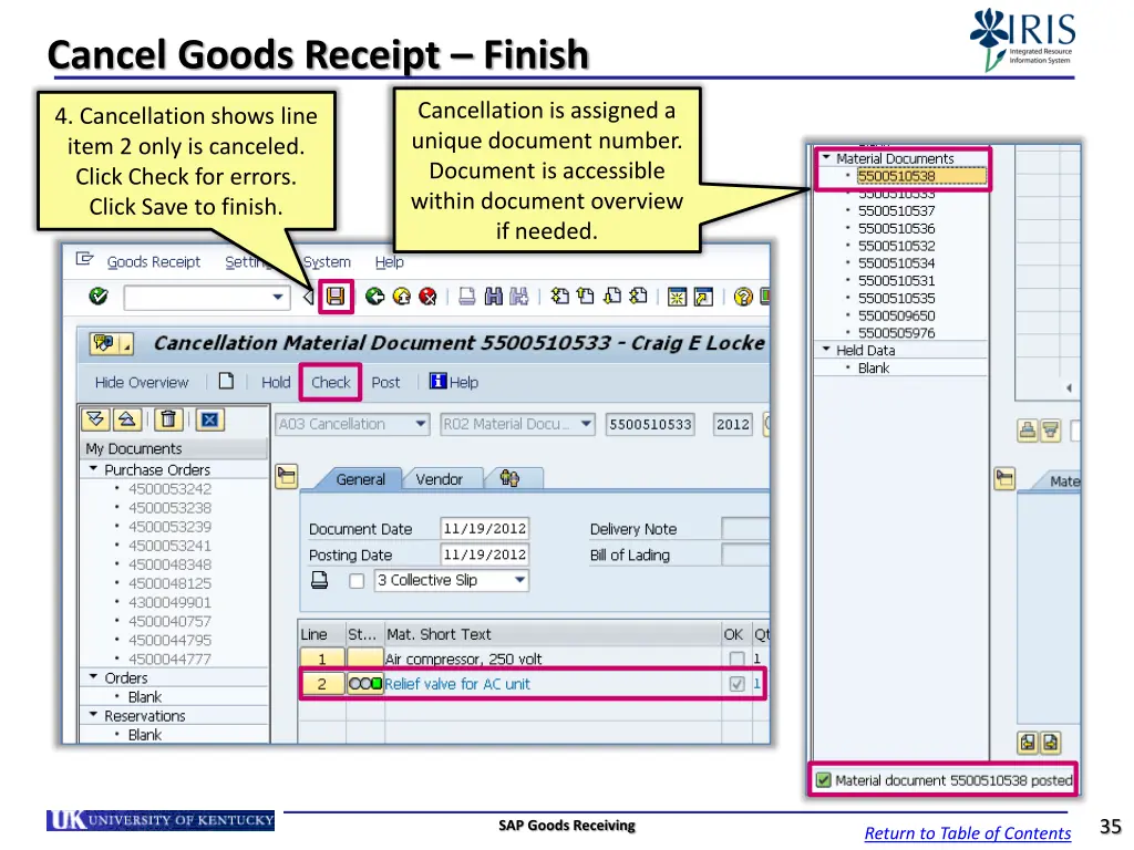 cancel goods receipt finish