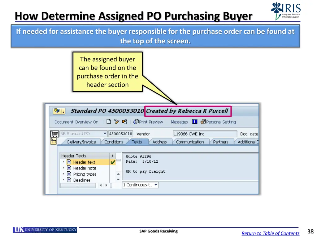 how determine assigned po purchasing buyer