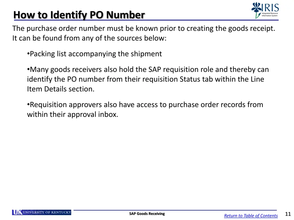 how to identify po number the purchase order