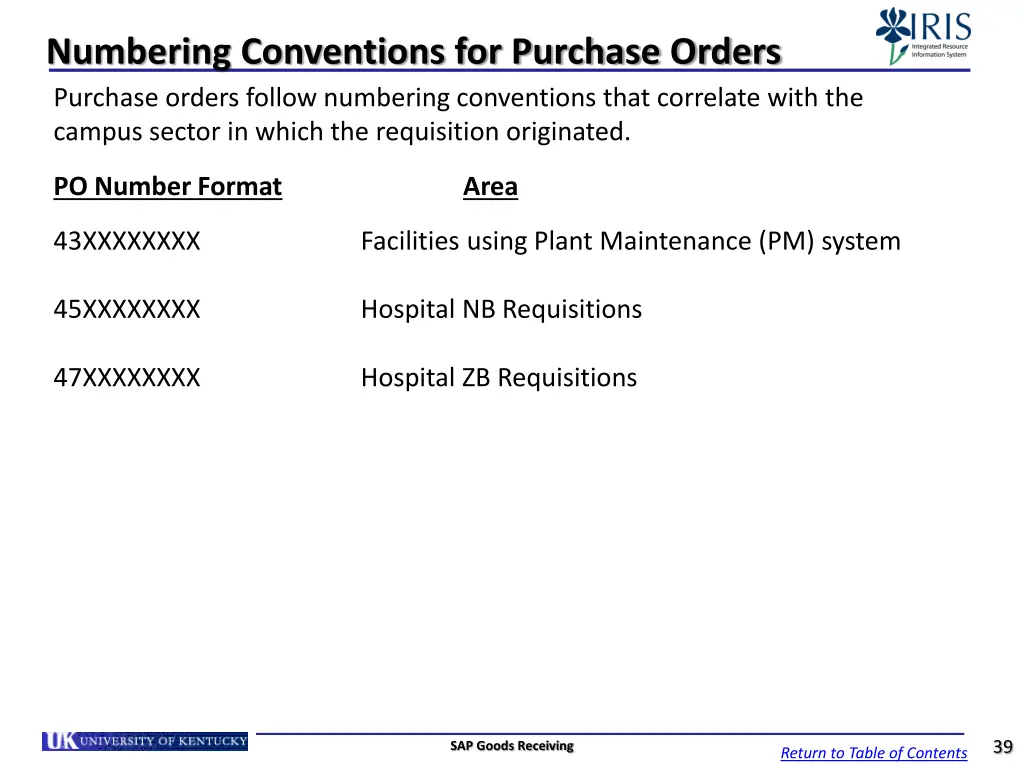 numbering conventions for purchase orders