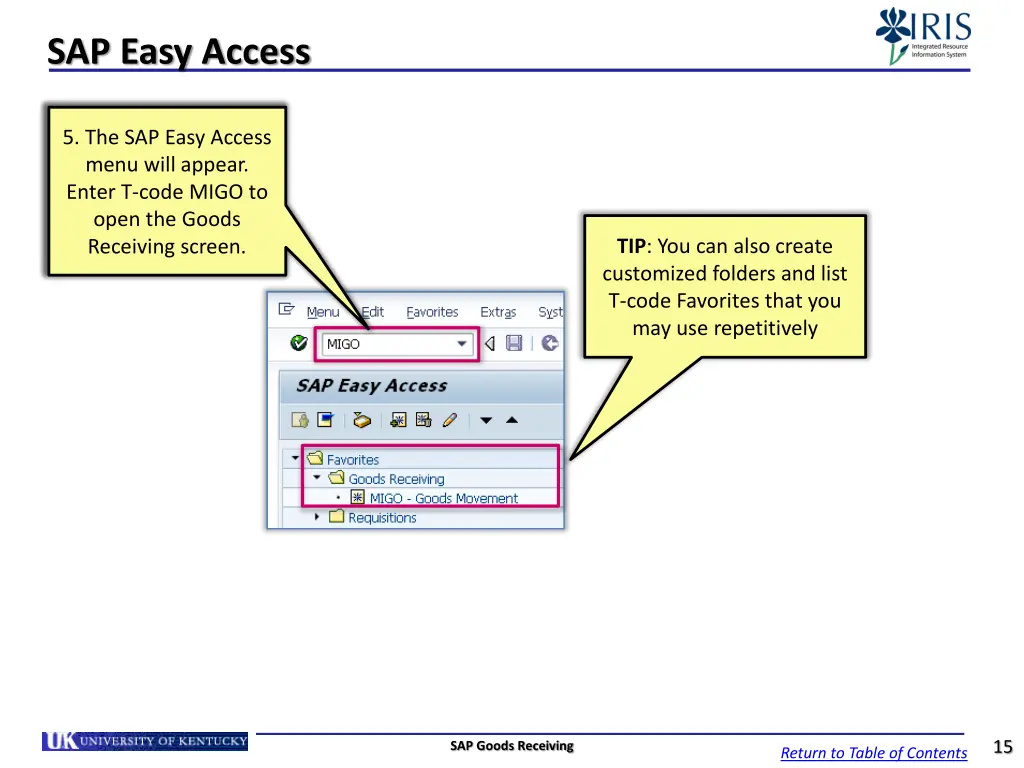 sap easy access