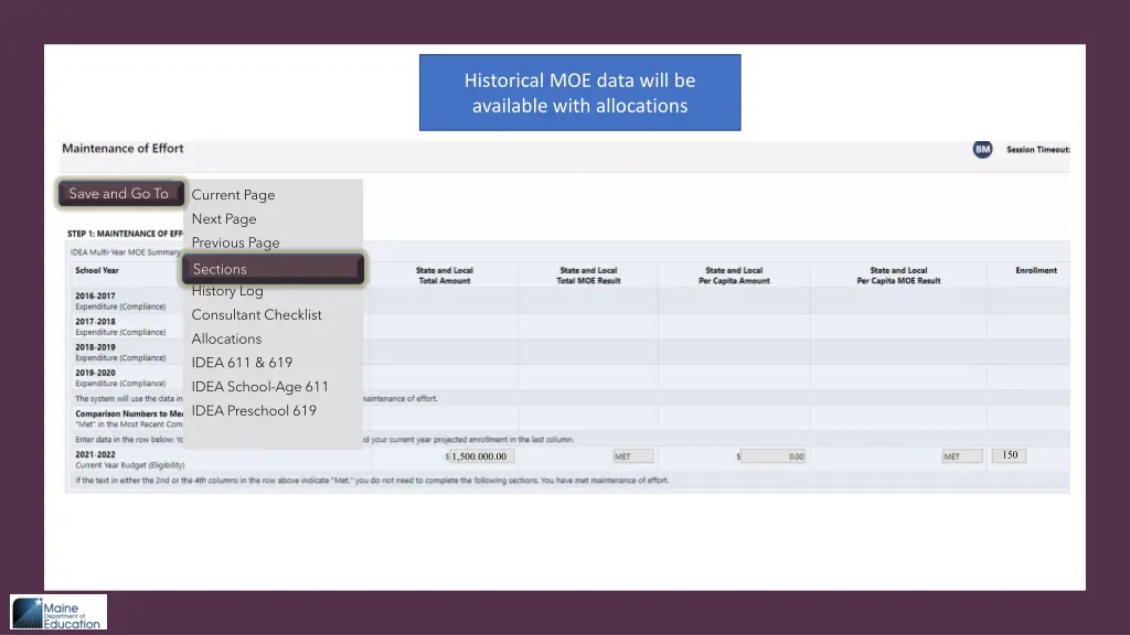 historical moe data will be available with 1