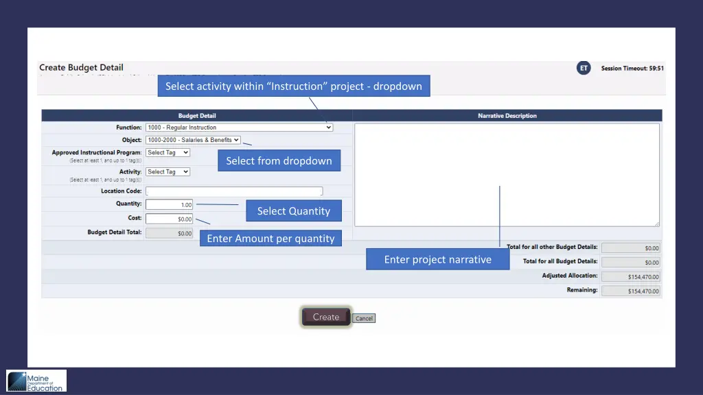 select activity within instruction project