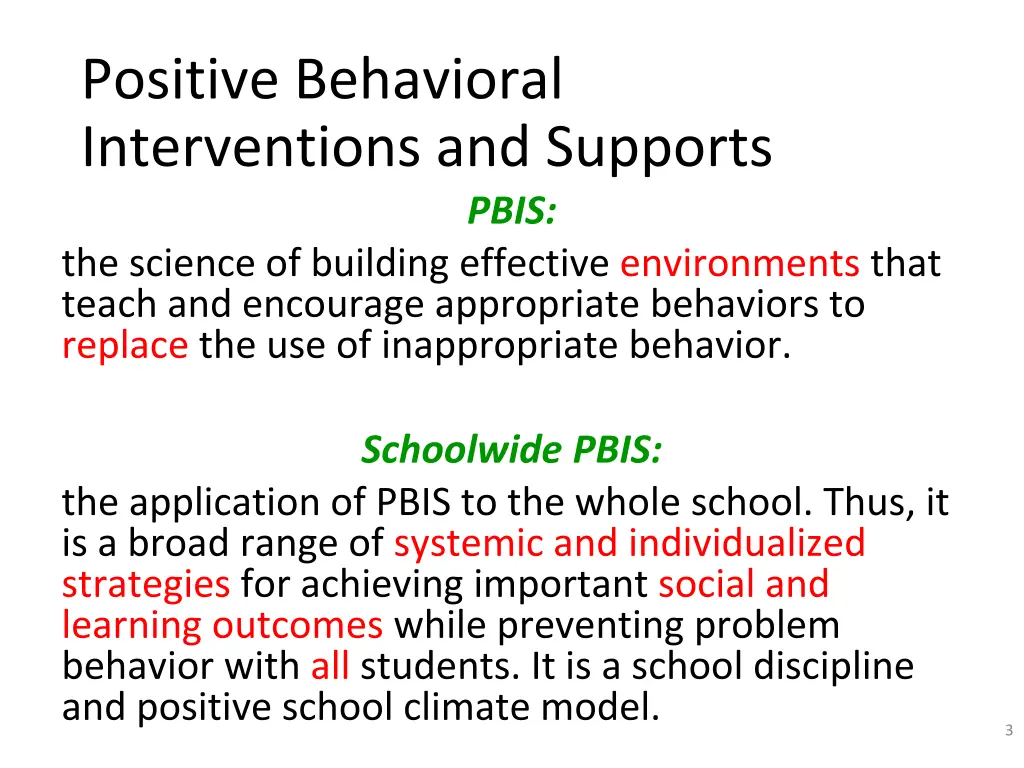 positive behavioral interventions and supports