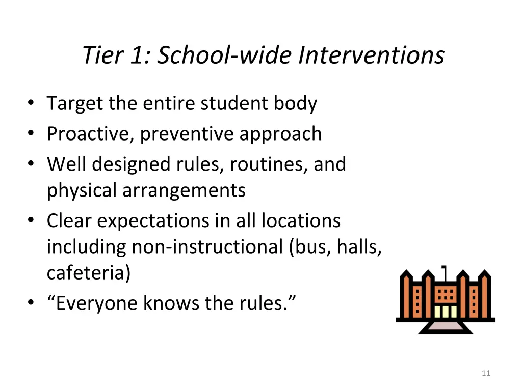 tier 1 school wide interventions