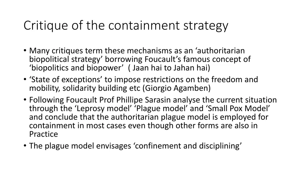 critique of the containment strategy