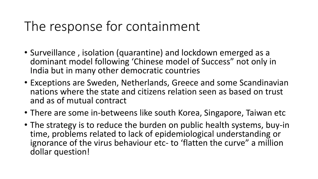 the response for containment