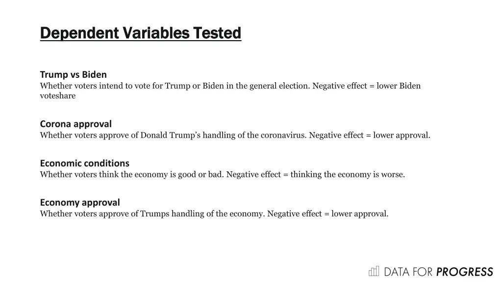 dependent variables tested dependent variables