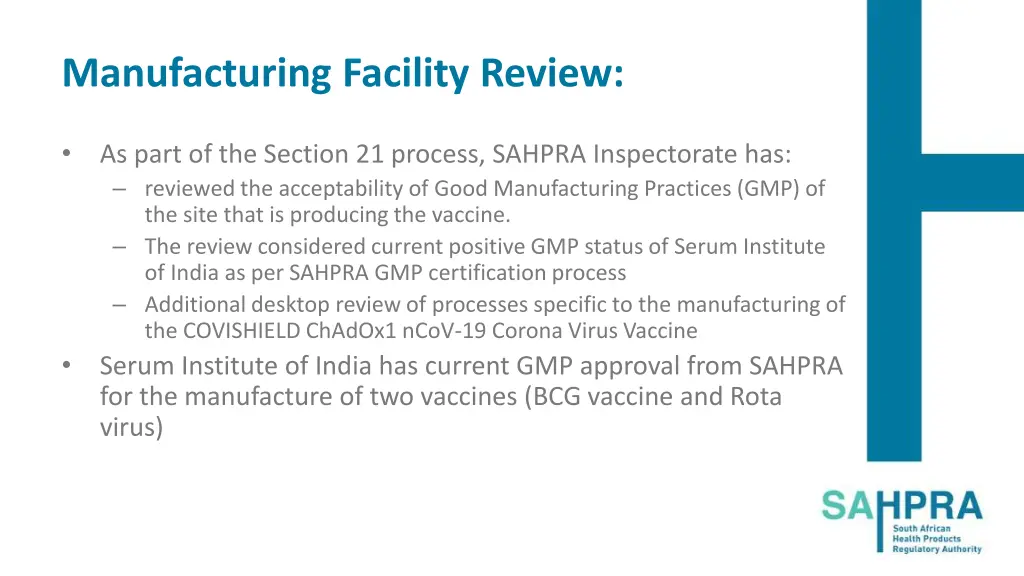 manufacturing facility review