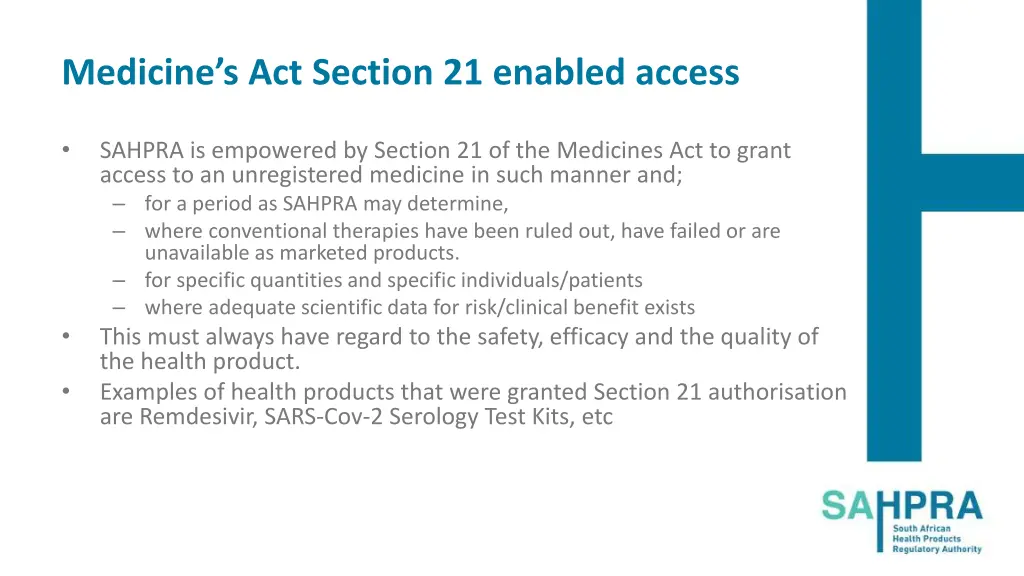 medicine s act section 21 enabled access