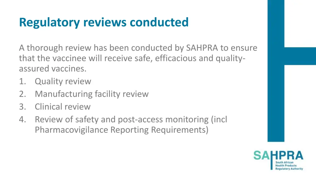 regulatory reviews conducted