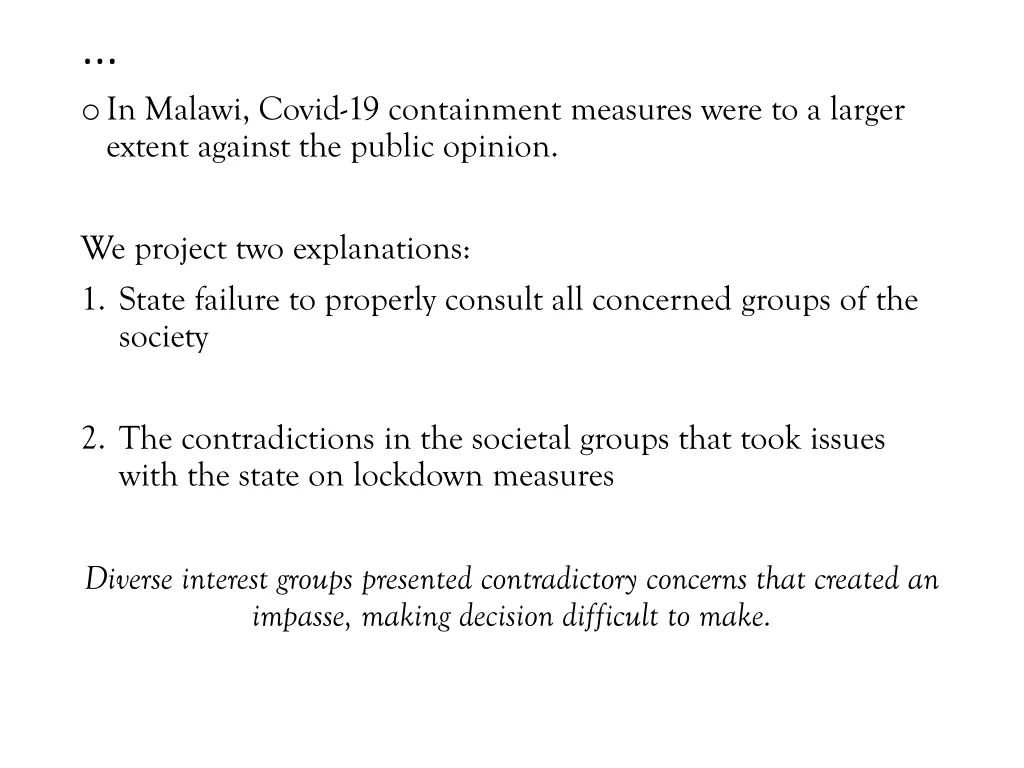 o in malawi covid 19 containment measures were