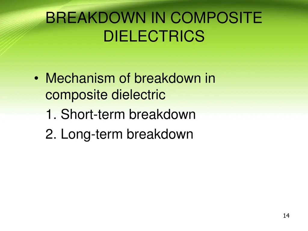 breakdown in composite dielectrics