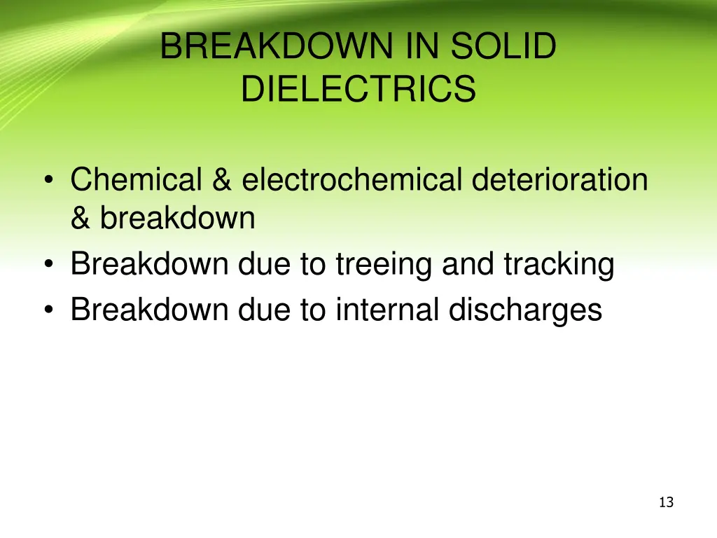 breakdown in solid dielectrics