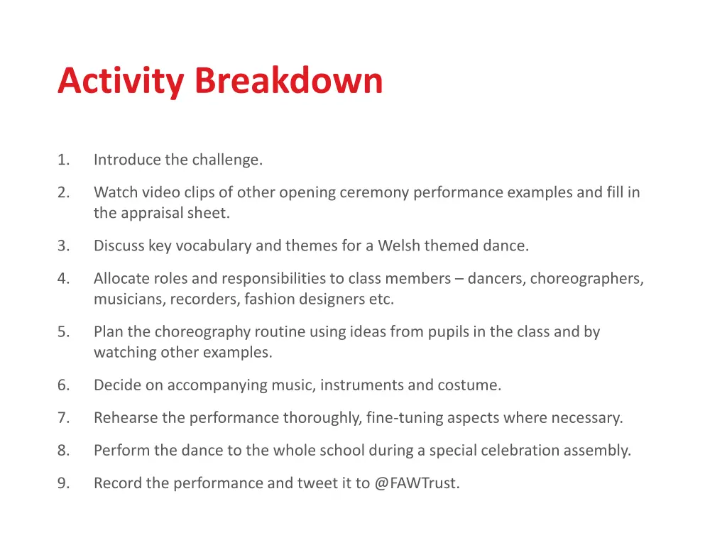 activity breakdown