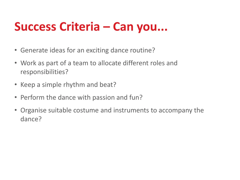 success criteria can you