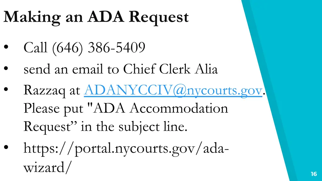 making an ada request