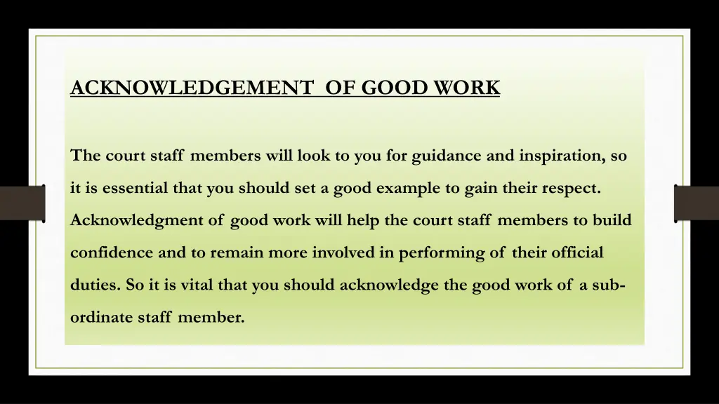 acknowledgement of good work