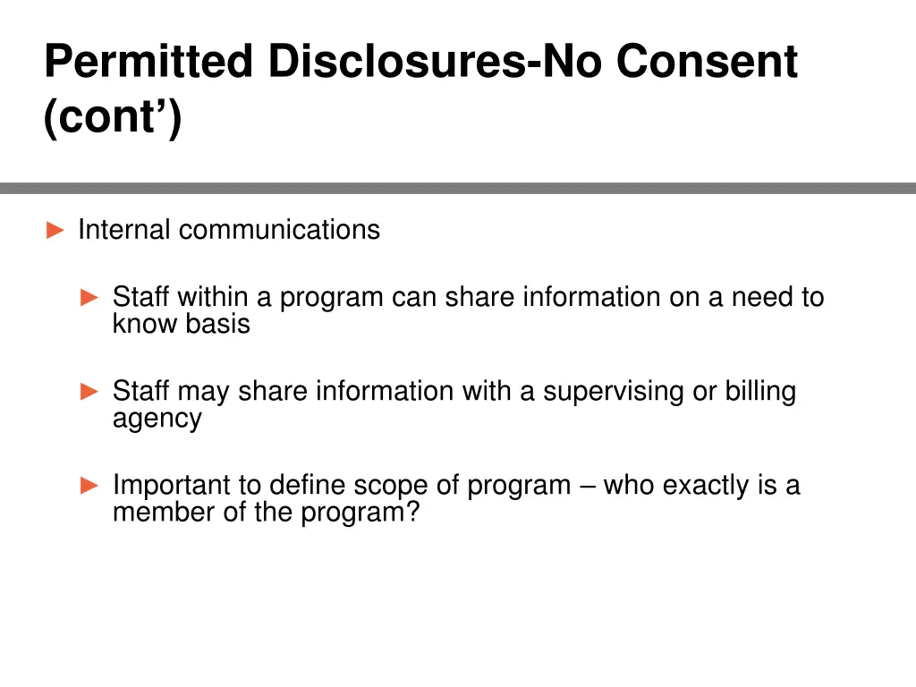 permitted disclosures no consent cont