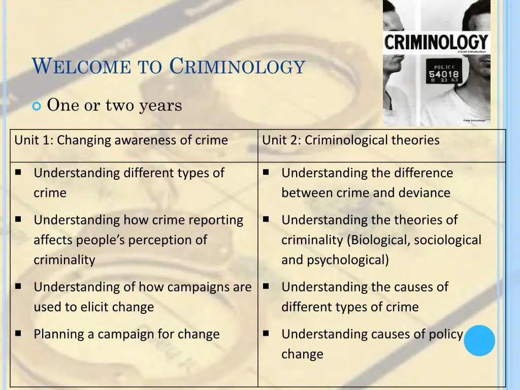 w elcome to c riminology