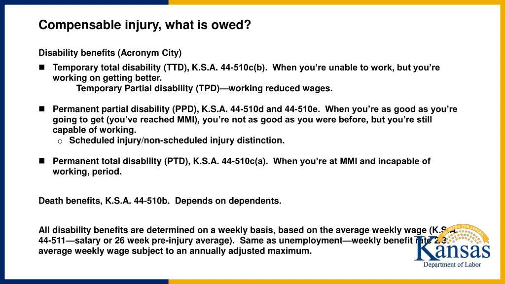 compensable injury what is owed