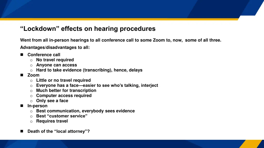 lockdown effects on hearing procedures