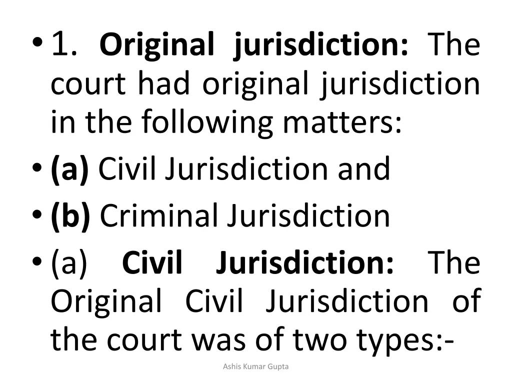 1 original jurisdiction the court had original