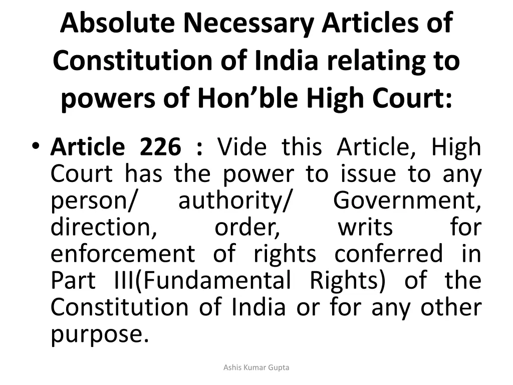 absolute necessary articles of constitution