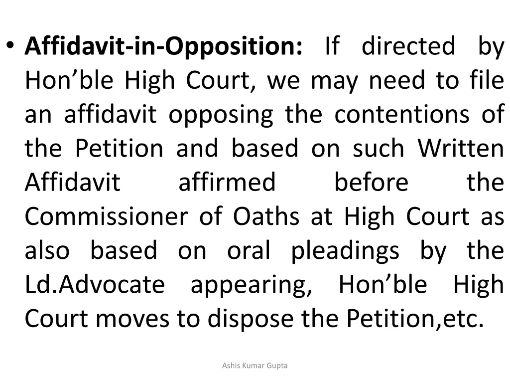 affidavit in opposition if directed