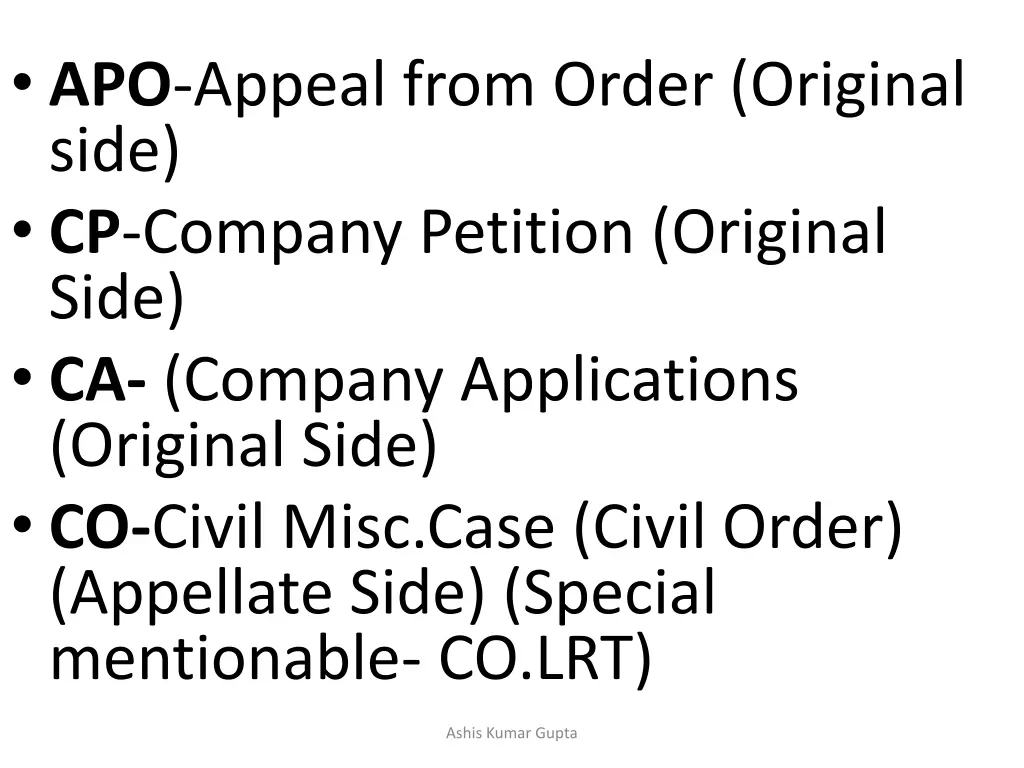 apo appeal from order original side cp company