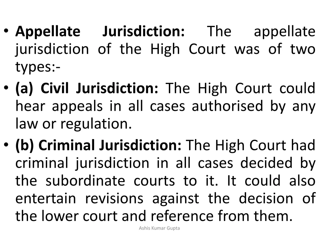 appellate jurisdiction of the high court