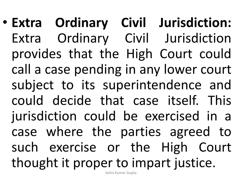 extra ordinary civil jurisdiction extra ordinary