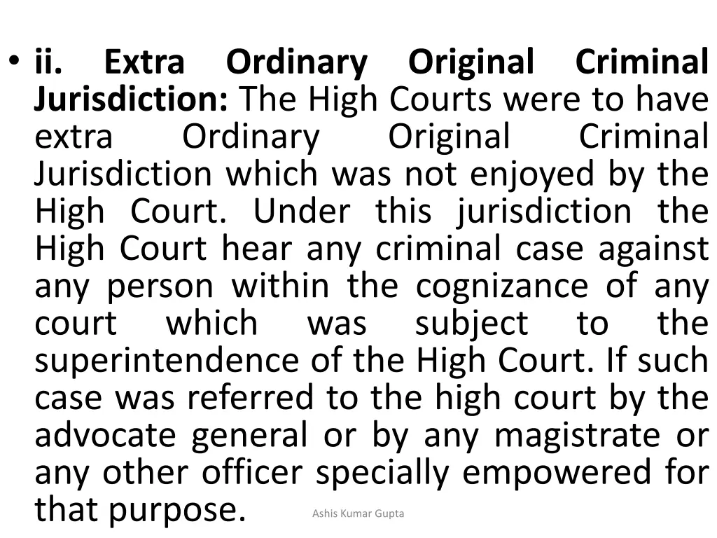 ii extra ordinary original criminal jurisdiction