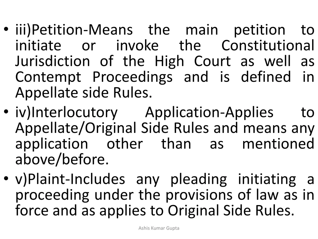 iii petition means the main petition to initiate