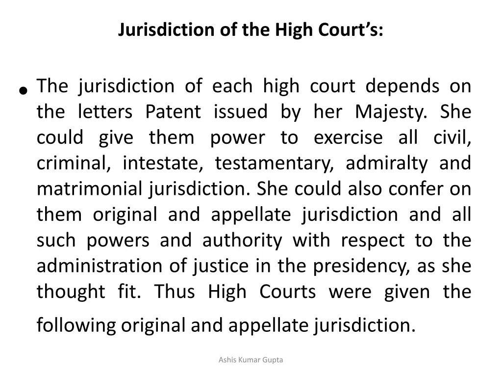 jurisdiction of the high court s