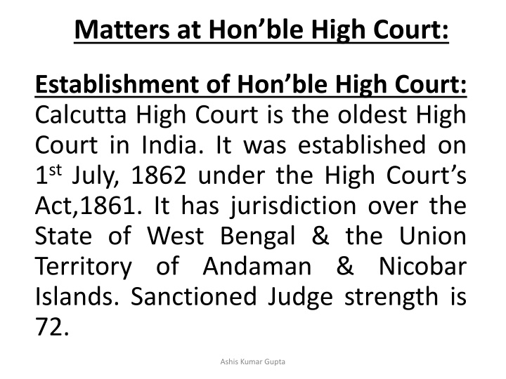 matters at hon ble high court