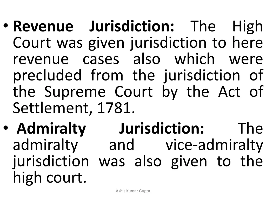 revenue jurisdiction the high court was given