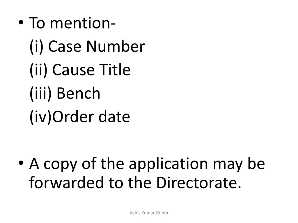 to mention i case number ii cause title iii bench