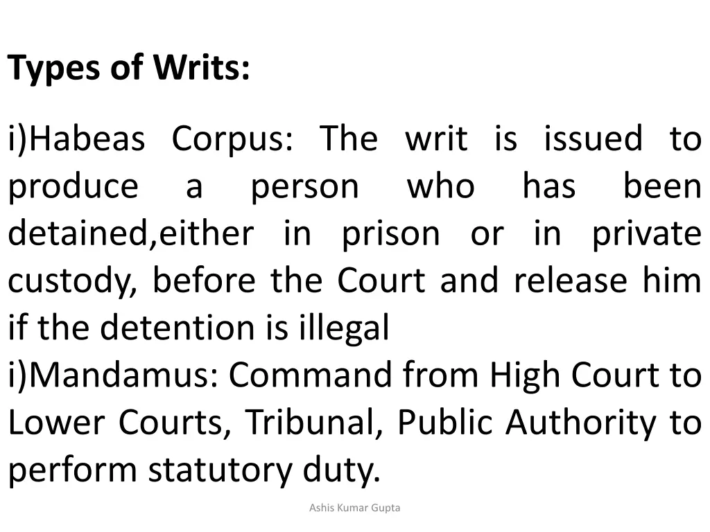 types of writs